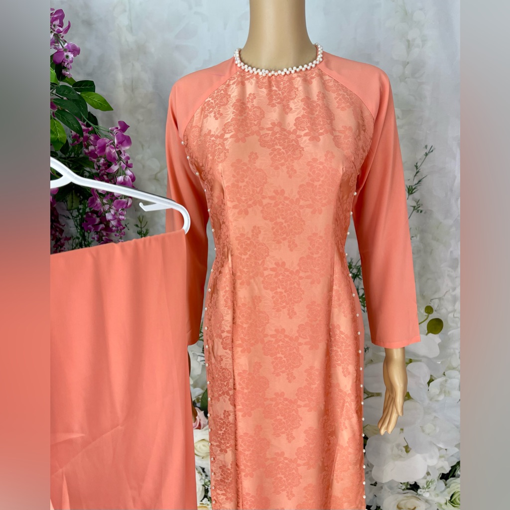 Ao Dai T Tm Hong Gia O 4 T Thit K Bo/Set, Vietnamese Traditional Dress